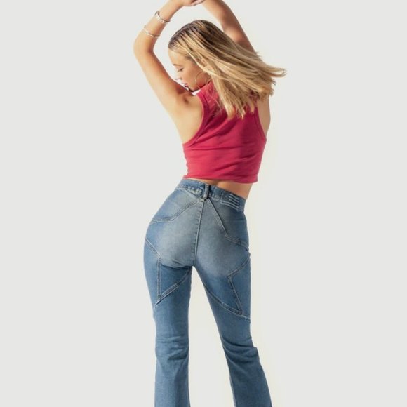 REVICE Denim - Revice Venus Flare Star Embroidered Butt High Wasted Jeans Size: 24 (run small)
